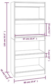 Libreria/Divisorio Rovere Marrone 60x30x135cm Legno Multistrato