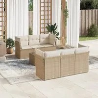 Set Divani da Giardino 7 pz con Cuscini Beige in Polyrattan 3217258