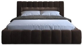 Letto matrimoniale imbottito marrone scuro con contenitore con rete inclusa 180x200 cm Lamica – ELTAP
