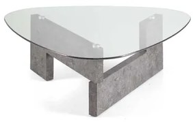 Tavolino da caffč piano in vetro base legno CASTORE Cemento