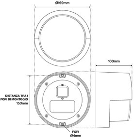Applique IP65 LED da Parete 12W B. Naturale Tonda Colore Bianco Naturale 4.200K