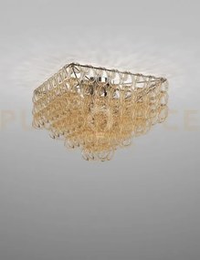Giogali lampadadario a soffitto 65q cristallo quadrato ambra e crom...