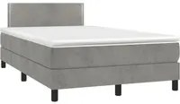 Letto a Molle Materasso e LED Grigio Chiaro 120x190 cm Velluto 3270147