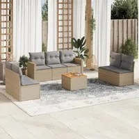 Set Divano da Giardino 8 pz con Cuscini Beige in Polyrattan 3258286