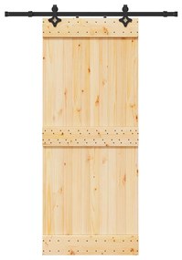 Porta Scorrevole Con Set Hardware 85x210 Cm Legno Massello Pino /