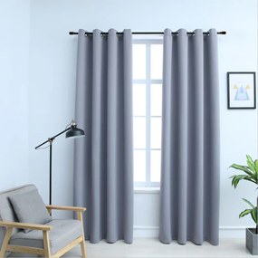 Tende Oscuranti Con Anelli İn Metallo 2 Pz Grigie 140x245 Cm /