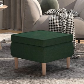 Poggiapiedi Con Gambe İn Legno Verde Scuro İn Tessuto /