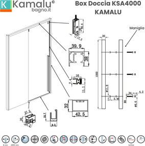 Doccia nicchia 130cm finitura acciaio spazzolato | KSA4000AS - KAMALU