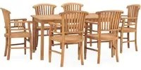 Set da Pranzo da Giardino 7 pz in Legno Massello di Teak 3060023