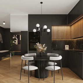 Lampadario nero con paralume in vetro Orbital – Sollux