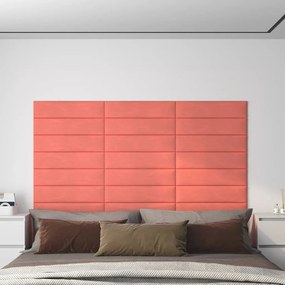 Pannelli Murali 12 Pz Rosa 60x15 Cm Velluto 1,08 M² /