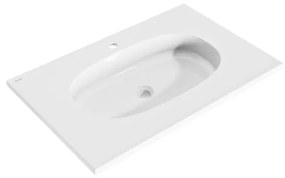 Lavabo a incasso rettangolare vasca centrale Icone L 76 x H 14.3 x P 49 cm in composito minerale di resina gelificata bianco lucido
