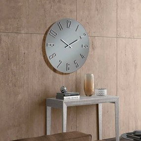 Orologio OZIAS rotondo D60 cm in cristallo Fumč e numeri Argento