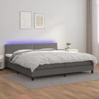 Giroletto Molle con Materasso e LED Grigio 200x200cm Similpelle 3134187