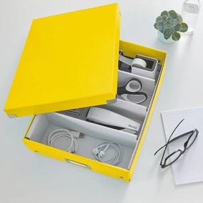 Scatola di cartone giallo con coperchio 28x37x10 cm Click&amp;Store - Leitz