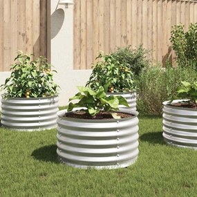 Letto Rialzato Giardino 80x80x44 Cm İn Acciaio Zincato Argento /