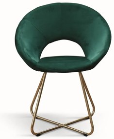 Set di poltroncine ZANTE in tessuto effetto velluto verde e base in metallo color oro