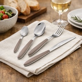 Servizio Set di Posate 24 pezzi in Acciaio Inox Eme Vero Nocciola 408...