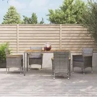 Set da Pranzo da Giardino 5 pz con Cuscini in Polyrattan Grigio 3187366