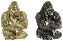 Statua Decorativa DKD Home Decor 22 x 23,5 x 31 cm Argentato Dorato Coloniale Gorilla (2 Unità)