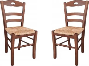 Sedia da cucina con seduta paglia LOIRE Noce SET 2 PZ
