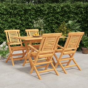 Set Da Pranzo Per Giardino 5 Pz İn Legno Massello Di Teak /