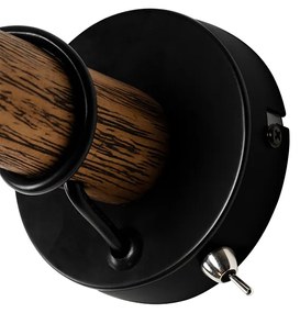 Applique da parete rustica nera con legno - Stronk