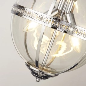 Lampadario Contemporaneo Corona Acciaio Cromo Vetro 3 Luci E14