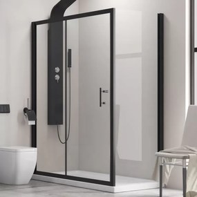 Box doccia 110x80 angolare con profili neri e anta scorrevole KFN5000S - KAMALU