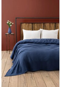 Copriletto in mussola blu scuro 220x250 cm Muslin - Mijolnir