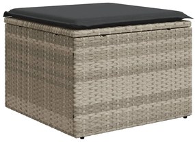 Set divano da giardino 9pz con cuscini grigio chiaro polyrattan