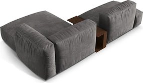 Divano angolare componibile grigio (con penisola a destra/con chaise lounge) con rivestimento in velluto Martina – Micadoni