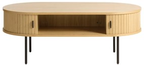 Tavolino in rovere decorato in colore naturale 60x120 cm Nola - Unique Furniture