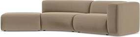 Chaise longue beige (con penisola a sinistra) con rivestimento in velluto Ekahi – Makamii