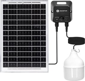 Aigostar - Lampadario solare a LED con sensore, 70W/12V, batteria 6000 mAh, 6500K, Ø 12 cm