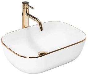 REA-U8736 - Lavabo da appoggio BELINDA 33,5x46,5 cm ceramica/bianco/oro