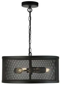 Fishnet 3lt pendant - metallo nero opaco e paralume in rete