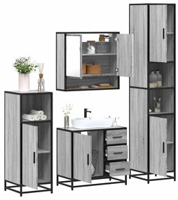 Set Mobili Da Bagno 4 Pz Grigio Sonoma İn Legno Multistrato /