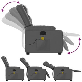 Poltrona massaggiante reclinabile grigia in similpelle