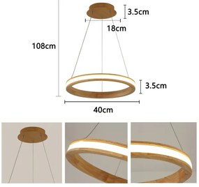 Brilagi - Lampadario LED a sospensione con cavo UMEA WOOD LED/30W/230V Ø 40 cm, in legno di caucciù