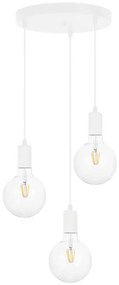Lampadario a sospensione con filo MIROS 3xE27/60W/230V tondo bianco