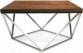 Tavolino Silver A in noce e acciaio – 80x80x45 cm