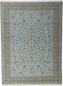 Kashan Tappeto 300 x 400 Blu (Iran) Annodato A Mano