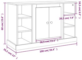 Credenza Bianca 100x35,5x60 cm in Legno Multistrato