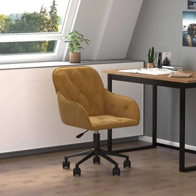 Sedia Da Ufficio Girevole Marrone İn Velluto /