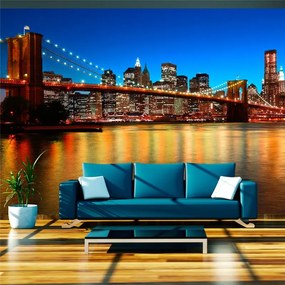 Fotomurale  Crepuscolo sopra il ponte di Brooklyn  Colore Blu, Dimensioni e Misure 250x193