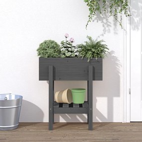 Fioriera Da Giardino Grigia 62x30x69 Cm Legno Massello Di Pino /