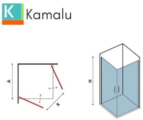 Kamalu - box doccia nero 70x70 due battenti altezza 200h | ks2800an