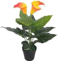 Calla Lily Artificiale con Vaso 45 cm Rosso e Giallo