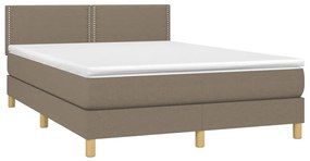 Letto a Molle con Materasso e LED Tortora 140x190 cm in Tessuto